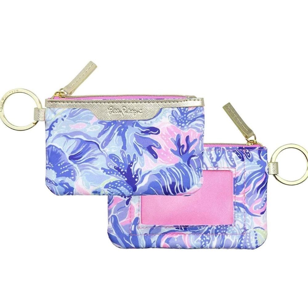 Lilly Pulitzer ID Case Keychain Wallet‎ Pink Blue